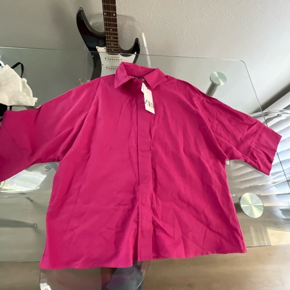 Zara Tops - Zara Fuchsia Button Down Shirt